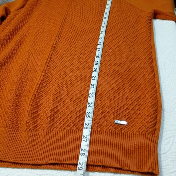 Calvin Klein Sweater Mustard Ribbed Cowl Neck Womens Size L Cotton Blend - Picture 9 of 10